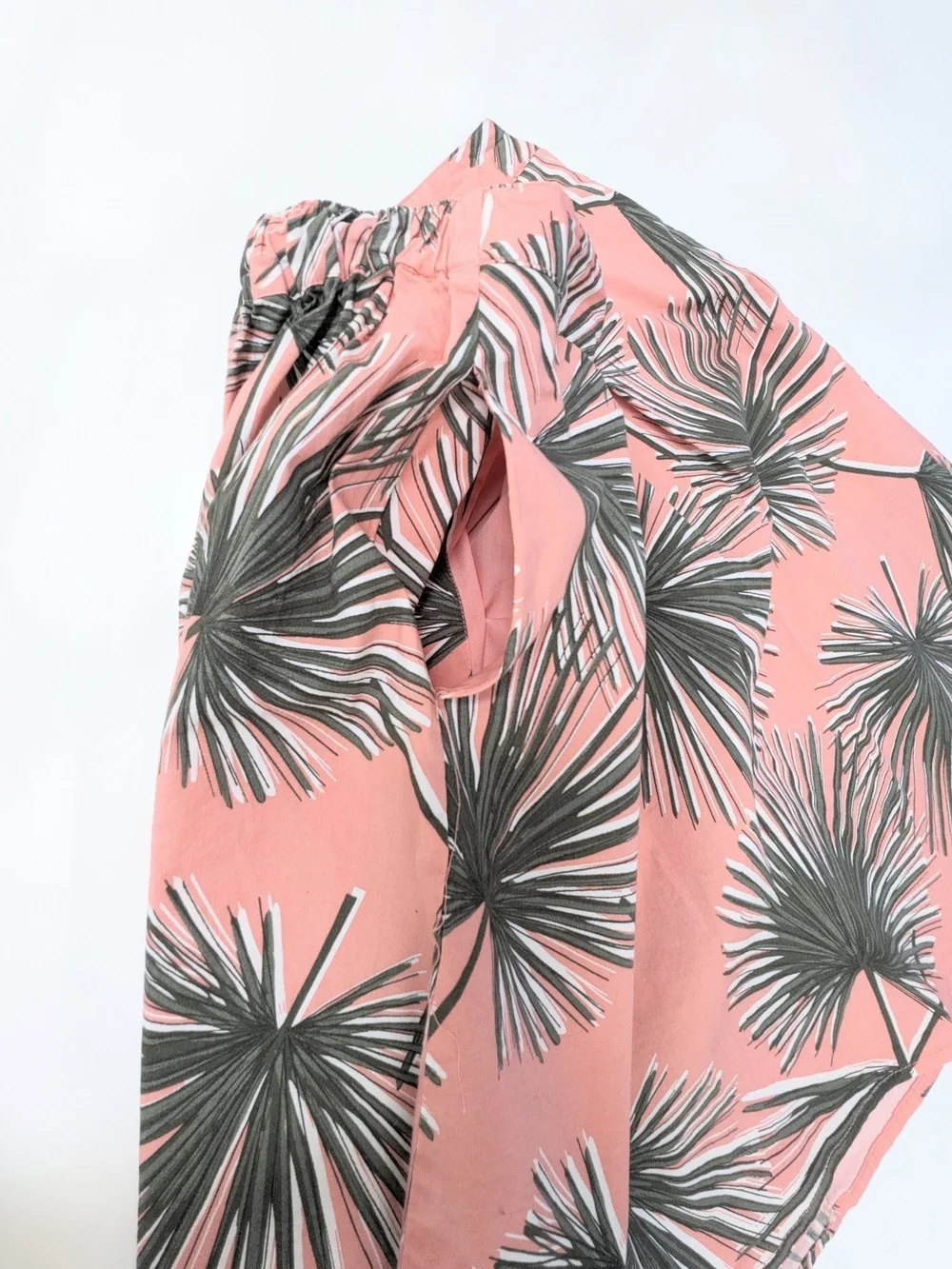 A New Day Women's Pink Palm-Print Poplin Flare Skirt